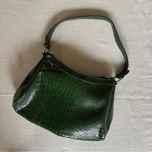 Nine West shoulder bag green faux crocodile